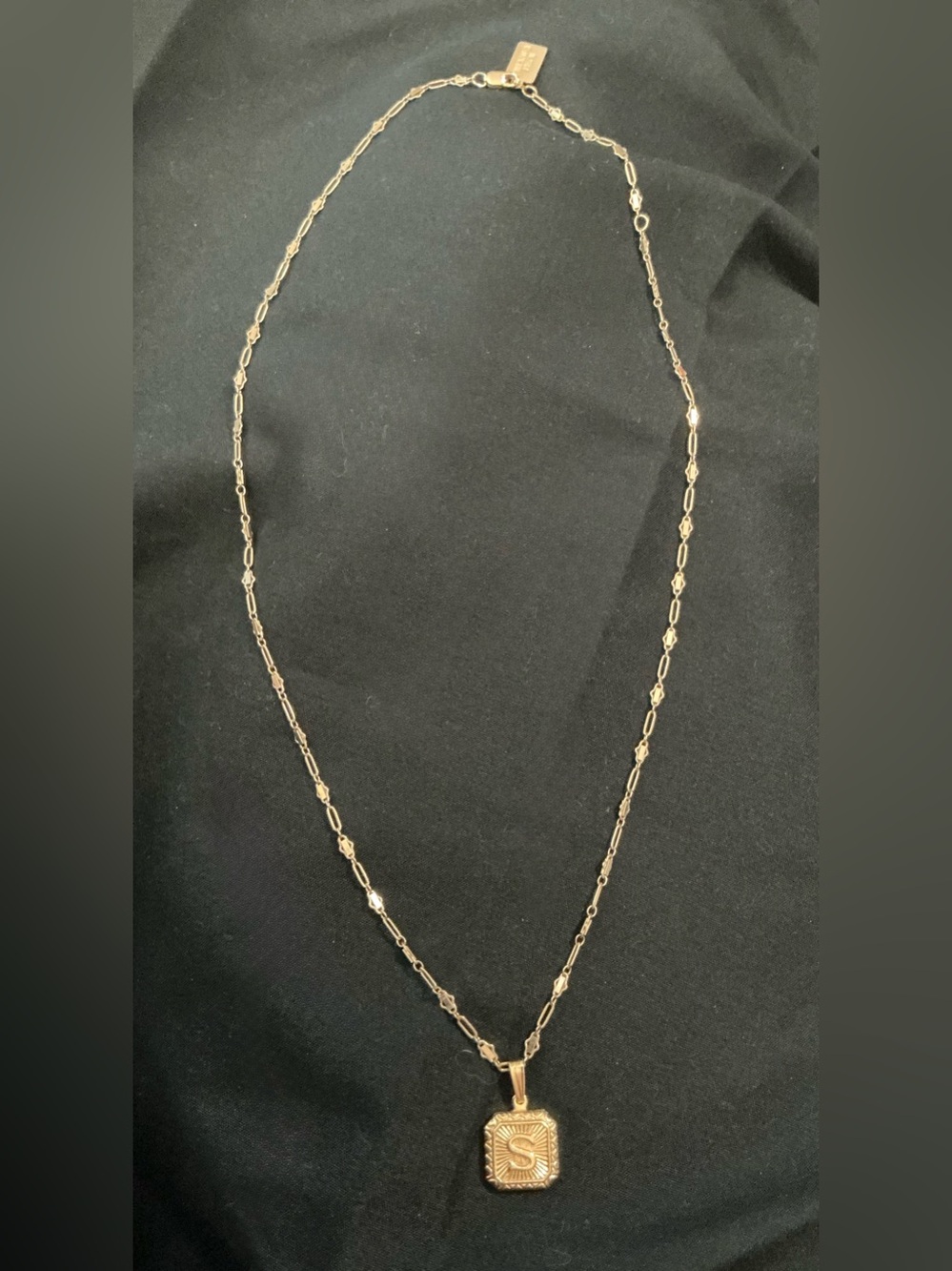 Miranda Frye Initial Necklace Harlow Chain 20” Alpha Initial S 18k Gold Plated